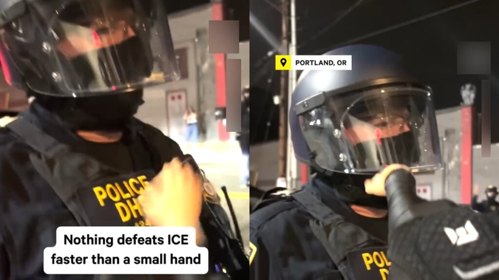 Oregon Protester Mocks DHS Official With Miniature Hand Gag: ‘Way to Go Portland!’