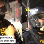 Oregon Protester Mocks DHS Official With Miniature Hand Gag: ‘Way to Go Portland!’