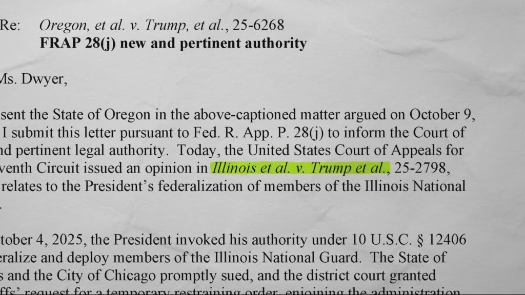 Oregon Urges Appeals Court to Consider Illinois Ruling on National Guard Deployment