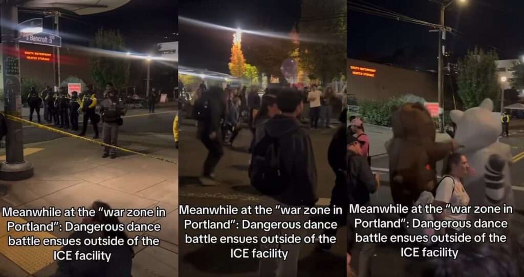 Portland Protesters Turn ICE Facility Into Dance Floor — Animal Costumes and Cha Cha Slide Included
