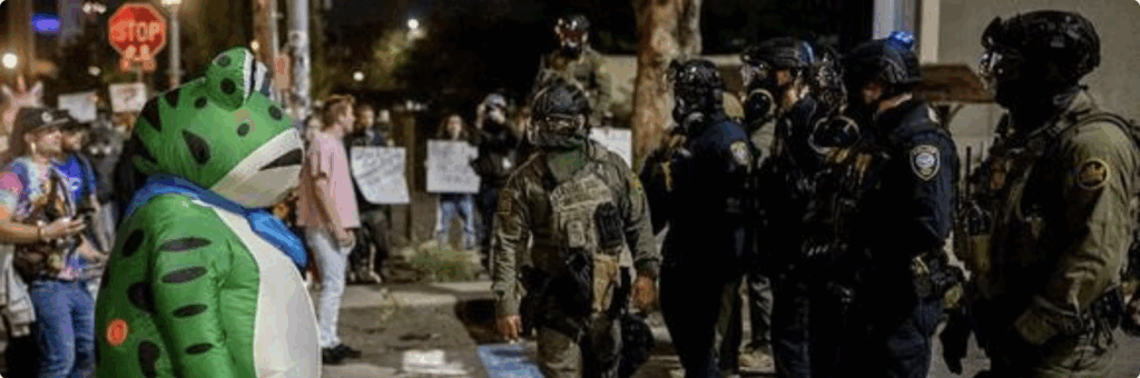 ‘I Am Worried About My Community,’ Says Portland’s Frog Protester Facing Federal Agents Daily